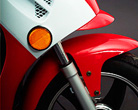 Red electric bike close up