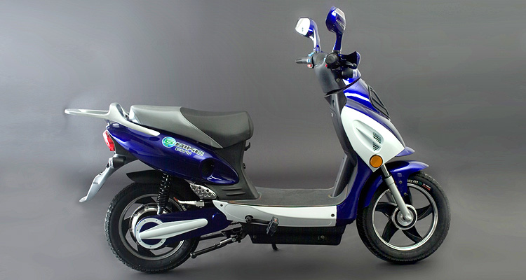 Side shot of blue electric bike