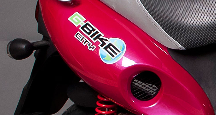 Detailed shot of pink electric bike
