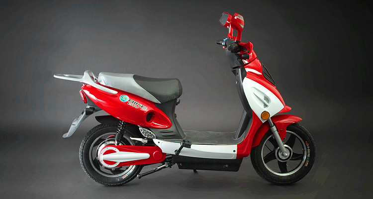 Side shot of red electric bike