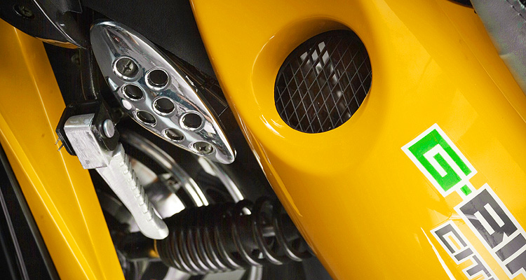Detailed shot of yellow electric bike