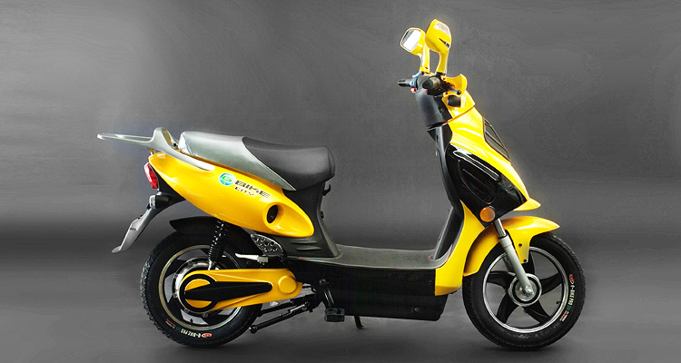 Side shot of yellow electric bike