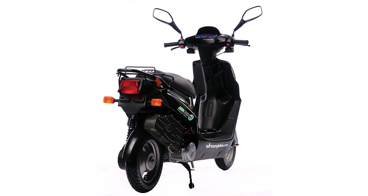 Rear shot of black commercial delivery scooter