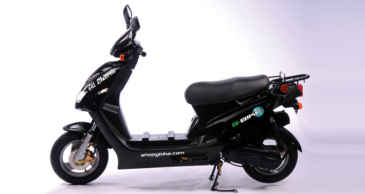 Side shot of black commercial delivery scooter