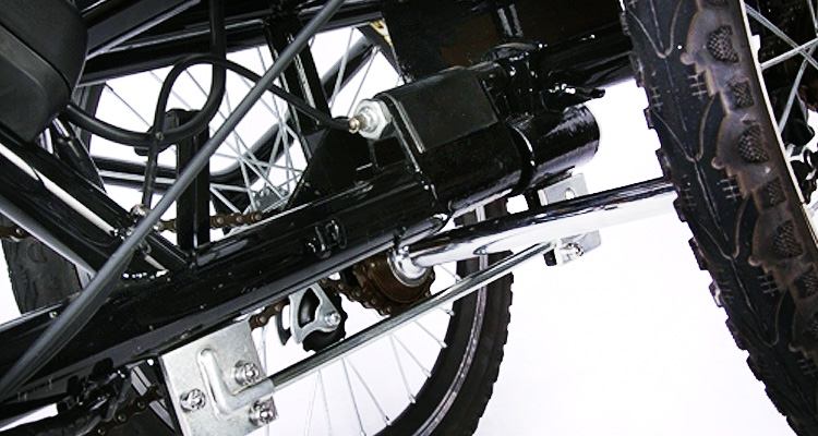 Drivetrain shot of black commercial delivery trike